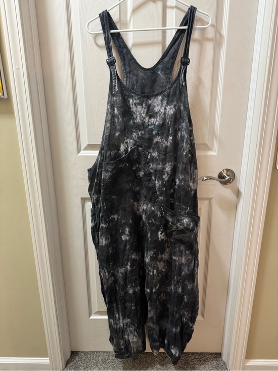 Cynthia Ashby Pants - Cynthia Ashby Womens Emen Overall 100% Linen Thunder Tie Dye Size XL